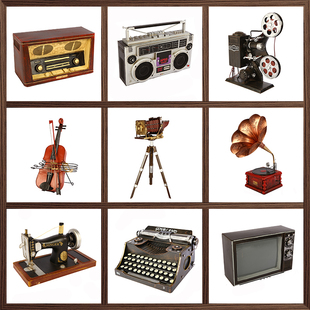 缝纫机收音录音机电视机放映机摄影机打字机模型道具摆件 复古老式