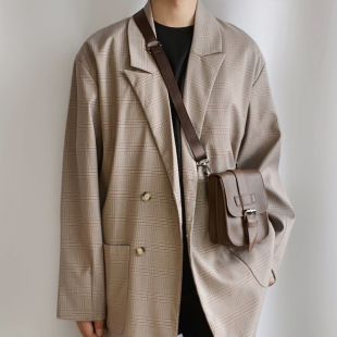 KAFKAsSHOP棕色搭扣小包单肩斜挎男女中性韩国街拍男士 包邮 潮 个性