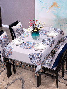 现代中式 简约餐桌布长方形盖布1202家居布艺客厅台布防尘布椅垫