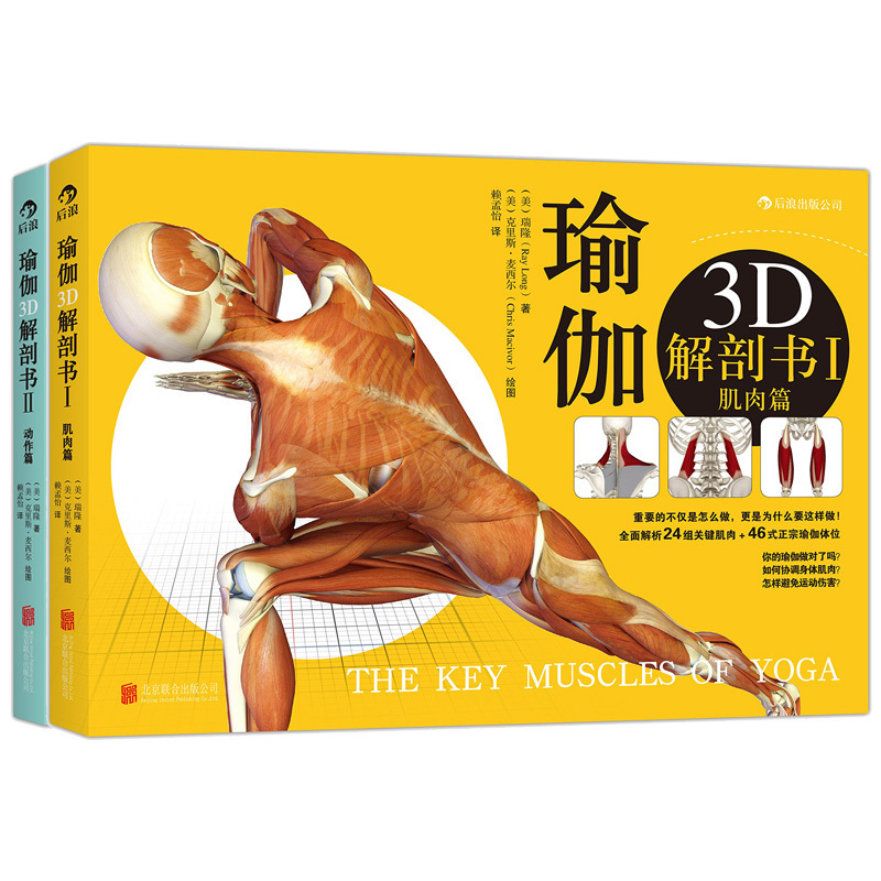 艾扬格弟子瑜伽教程书 基础瑜伽拉伸教程零基础初级入门书 后浪正版 瑞隆瑜伽动作篇 理解瑜伽3D解剖书1 全2册 肌肉篇套装