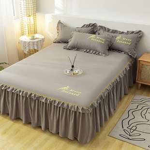 床罩单件防尘保护套1.5m1.8米2床笠床单防滑床套罩全棉纯棉 床裙式