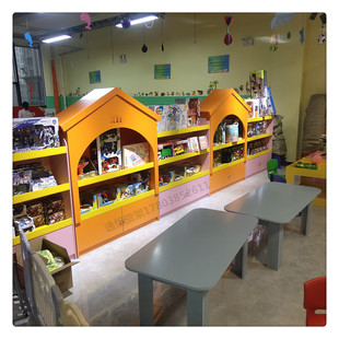 木质儿童乐园玩具展柜幼儿园绘本图书柜母婴辅食店货架宠物店货架