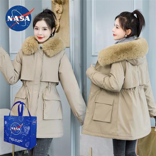 棉衣宽松 冬天衣服女中长款 NASA联名三合一可拆卸派克服女2023新款