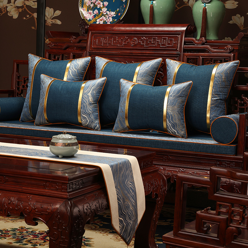 沙发垫红木家具坐垫实木椅子罗汉床五件套罩定制加厚海绵垫 新中式