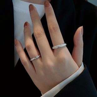 食指女素圈礼物 925纯银戒指男小众设计高级感单戒对戒一对情侣款