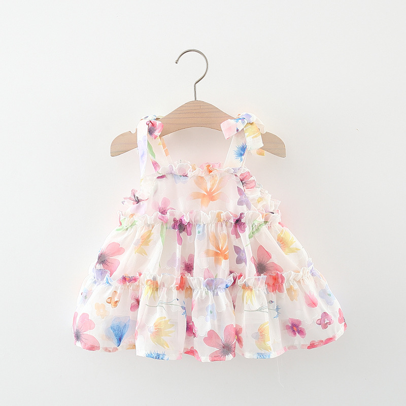 婴儿女童夏季 无袖 小宝宝洋气童装 吊带公主裙子 雪纺蛋糕连衣裙新款