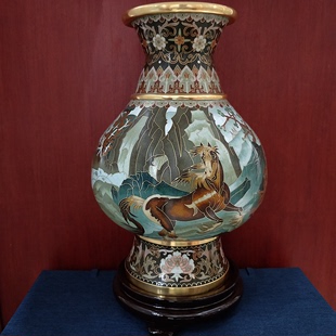 传统复古铜胎掐丝珐琅老北京景泰蓝花瓶12寸马瓶外事礼物家居摆件