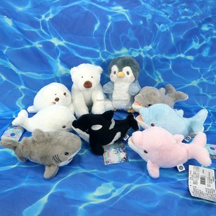 正版 海洋馆海洋宝宝 发声毛绒玩具 虎鲸海豚鲨鱼海豹企鹅公仔玩偶
