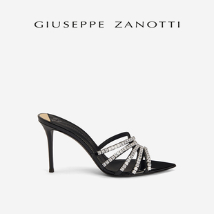 Giuseppe ZanottiGZ女士水钻交织系带露趾凉鞋 拖鞋