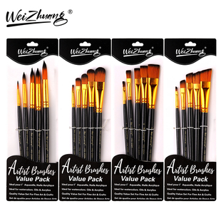 多功能水粉水彩画笔排笔美术专用绘画笔 卫庄尼龙画笔5支全套多款