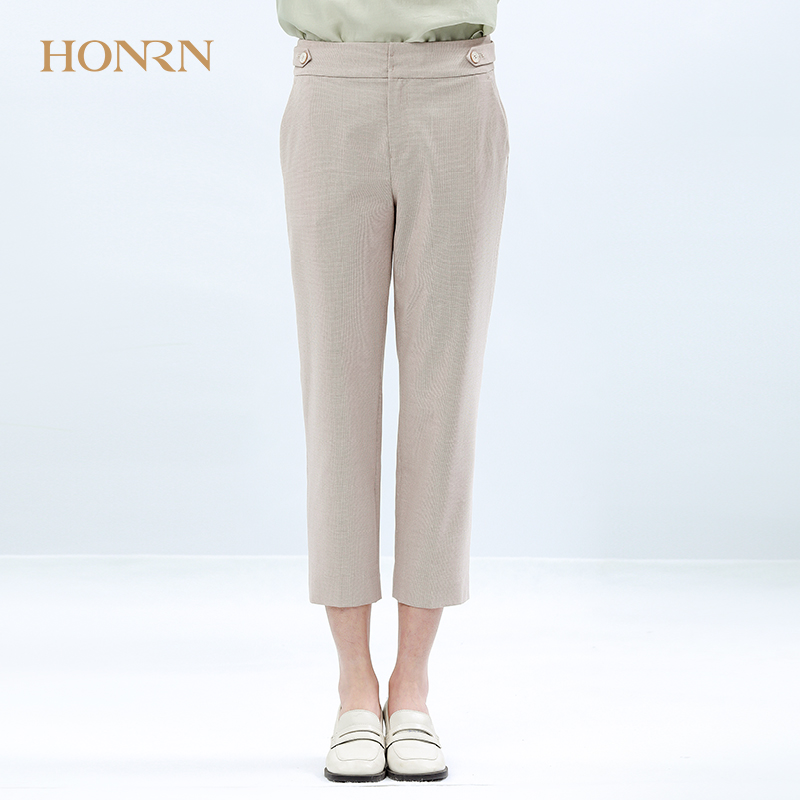 长裤 子薄款 细格纹裤 气质修身 女夏季 红人新款 显瘦直筒休闲裤 HONRN