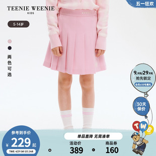 TeenieWeenie Kids小熊童装 女童纯色百褶半身裙 24年春新款