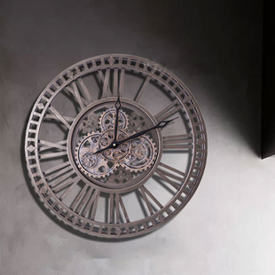 罗马风铁艺复古钟表挂钟家用客厅创意怀旧静音钟机芯机械摆钟 法式