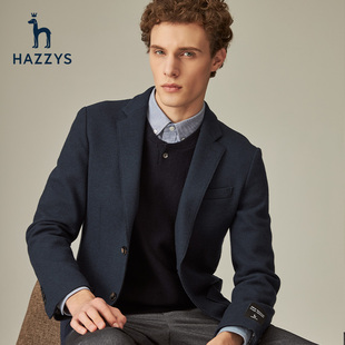 Hazzys哈吉斯秋冬新款 纯色长袖 外套男韩版 保暖休闲单西潮 轻奢西装