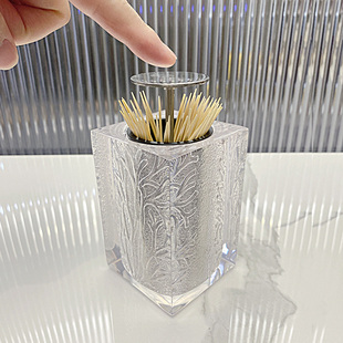 客厅创意自动牙签盒北欧家用轻奢按压式 餐厅不锈钢便携牙签筒罐子
