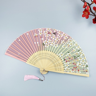古风扇子折扇中国风夏季 折叠女式 樱花扇 真丝扇汉服旗袍舞蹈扇日式