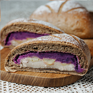 店咖啡紫薯板栗欧包面包营养代餐健身零食碳水早餐点心糕点 枣叔