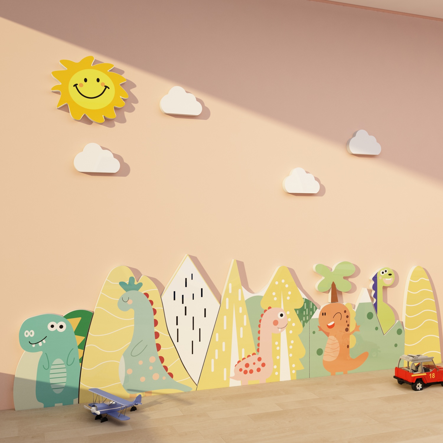 饰成品环境布置材料踢脚线贴 恐龙幼儿园环创设主题楼梯背景墙面装