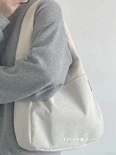 日式 帆布包小众设计感文艺帆布袋白色大容量学生通勤包慵懒单肩包