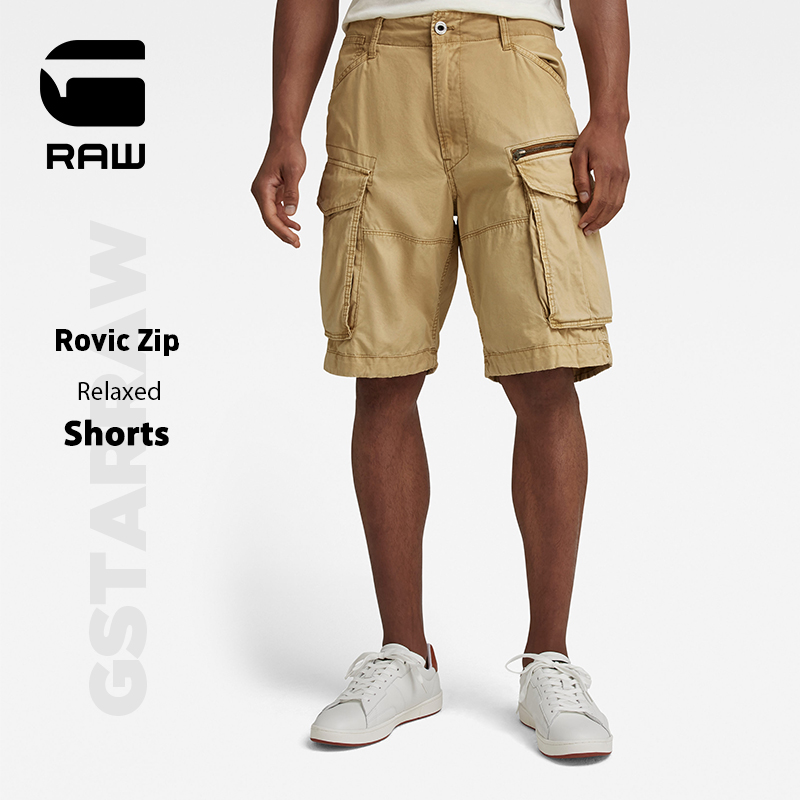 梭织休闲宽松柔软短裤 D08566 夏季 STAR 多口袋男士 Rovic工装 RAW