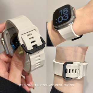 波浪硅胶iwatch表带8夏7适用苹果applewatch高级感运动潮 卡素新款