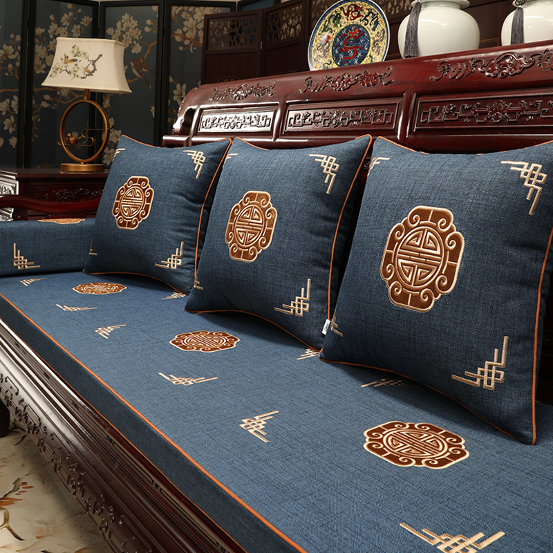实木家具防滑沙发垫定做靠垫罗汉床垫子五件套 红木沙发坐垫新中式