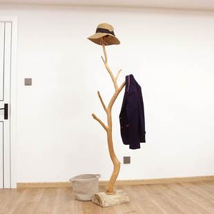 干树枝原木衣帽架挂衣架卧室简约现代家用天然实木落地加粗树枝创