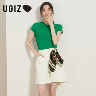 韩版 UGIZ商场同款 针织上衣女UCWF801 女装 2022秋季 圆领基本款 新品