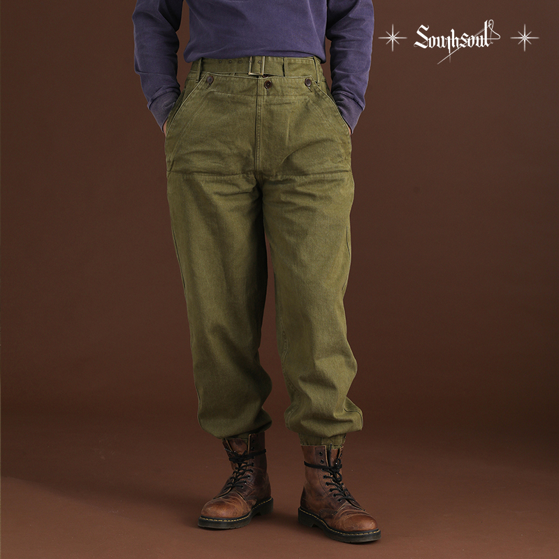 重磅纯棉阿美咔叽法式 复古1960年摩托化兵束脚军裤 southsoul 长裤