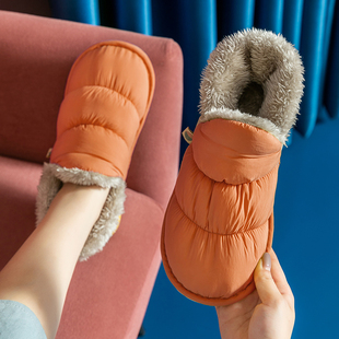 雪地靴女冬季 2023新款 保暖一脚蹬中筒靴子防水羽绒布女士加绒棉鞋