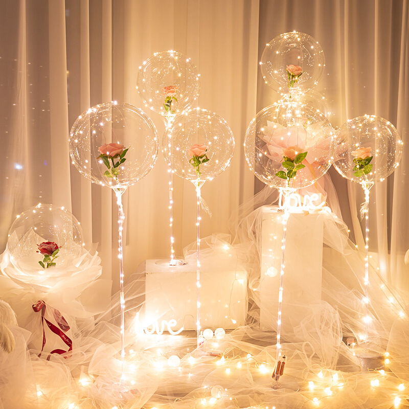 饰网红玫瑰气球七夕波波球生日求婚室内场景布置表白 情人节氛围装