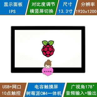 树莓派CM4 13.3寸电容触摸屏一体机 多操作系统上网 IPS平板电脑