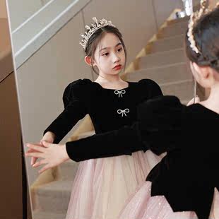 儿童公主裙女童礼服高端生日小女孩花童长袖 主持人钢琴洋气演出服