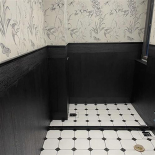 浴室黑色护墙板仿古砖150x900法式 通体黑色木纹砖瓷砖