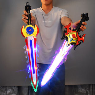 儿童宝剑发光激光赛罗之剑武器闪光电动七彩灯光玩具男孩生日礼物