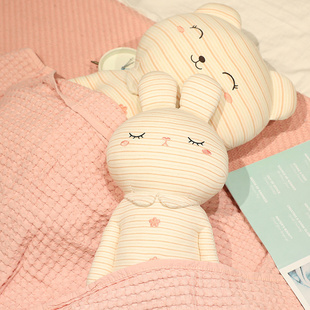 纯棉布娃娃可爱小兔子玩偶睡觉抱枕女孩婴儿睡眠安抚公仔熊猪玩具