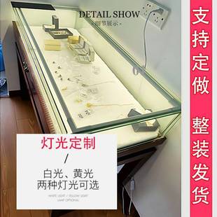 博物馆玻璃展示柜 实木复古珠宝柜台翡翠玉器文玩首饰品陈列柜中式