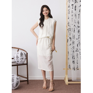 上衣 DARIN 半身裙女中式 DARIN新中式 国风设计感高级复古套装 无袖