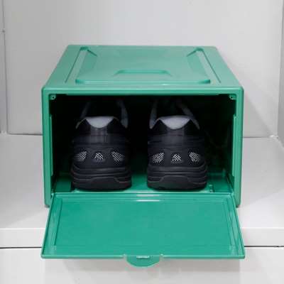 盒 子整理箱正规化统一内务便鞋 收纳盒鞋 柜鞋 军绿色塑料加厚鞋 新款