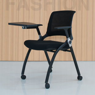 会议椅培训机构活动办公椅子 黑色可折叠培训椅带写字板桌椅一体式