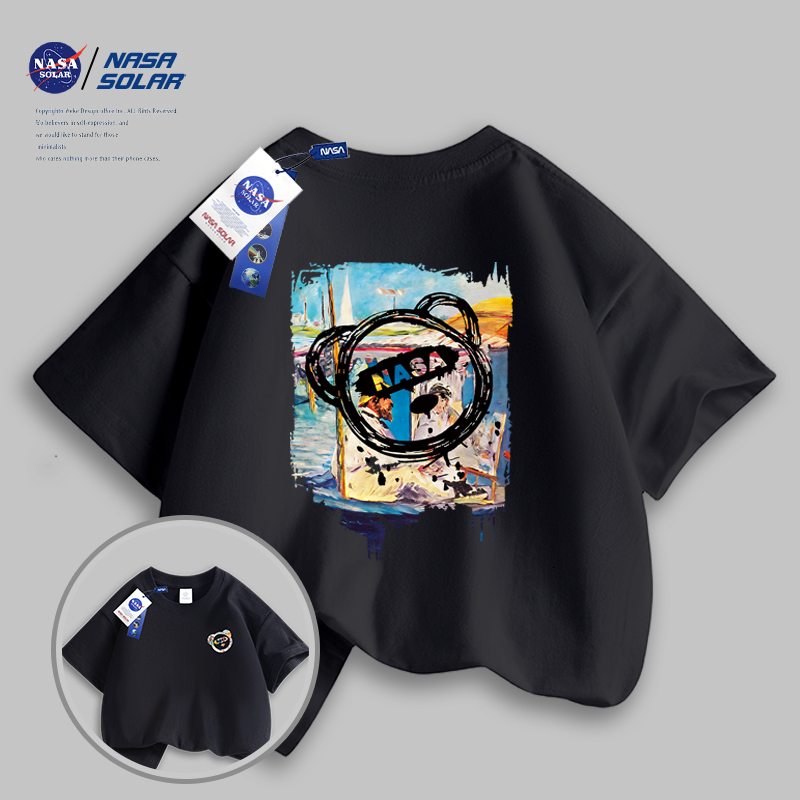 NASA 夏季 卡通印花纯棉短袖 儿童T恤运动休闲上衣02 SOLAR联名款
