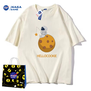 NASA GAME官网联名直播新品 2024纯棉短袖 t恤男女潮牌上衣情侣装