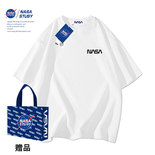 男 潮流休闲百搭短袖 T恤简约字母美式 情侣装 上衣夏季 NASA2024新款