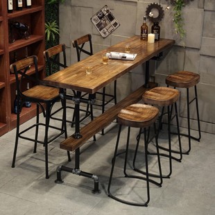酒吧吧台桌小 高脚桌实木靠墙桌子吧台桌椅组合长条桌家用阳台个性