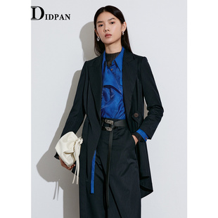 IDPAN女装 新款 设计感秋季 女气质戗驳领中长外套 职场西服商场同款