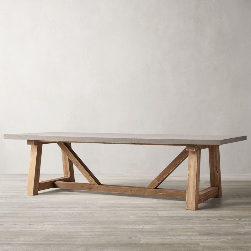 复古实木仿水泥色餐桌极简长条办公桌设计师洽谈桌书桌创意工作台