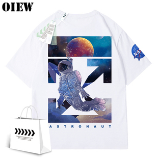 ins T恤NASA宇航员联名OW涂鸦20ss旗舰店官网肖战同款 设计感短袖