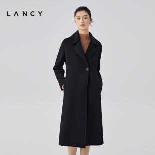 外套女 新款 羊毛羊绒中长款 毛呢大衣一粒扣气质修身 朗姿冬季 LANCY