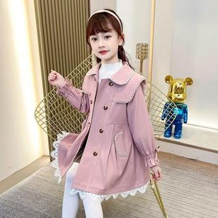 巴拉巴柆女童风衣外套2024新款 时髦洋气儿童大衣韩版 英 女孩春秋款