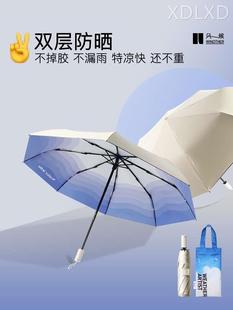 风候渐变双层太阳伞女黑胶遮阳伞防晒防紫外线雨伞晴雨两用折叠伞